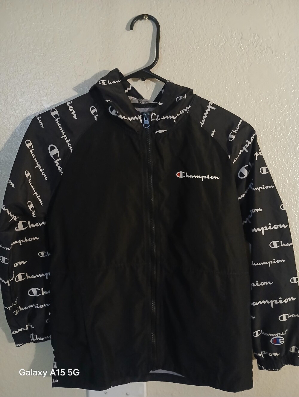 Champion Kids' Black Logo Windbreaker Jacket